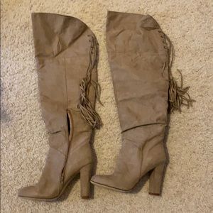 Camel suede boots